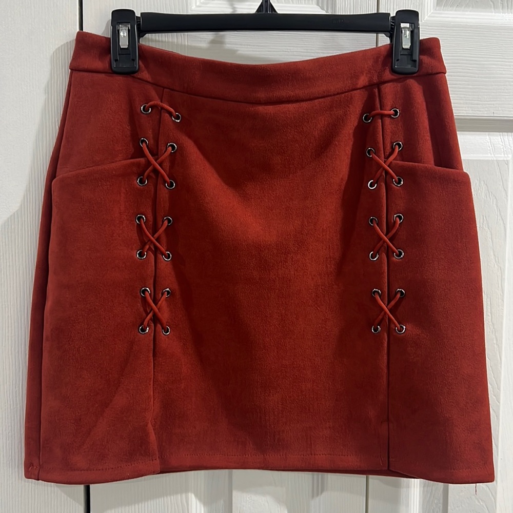 Suede mini skirt